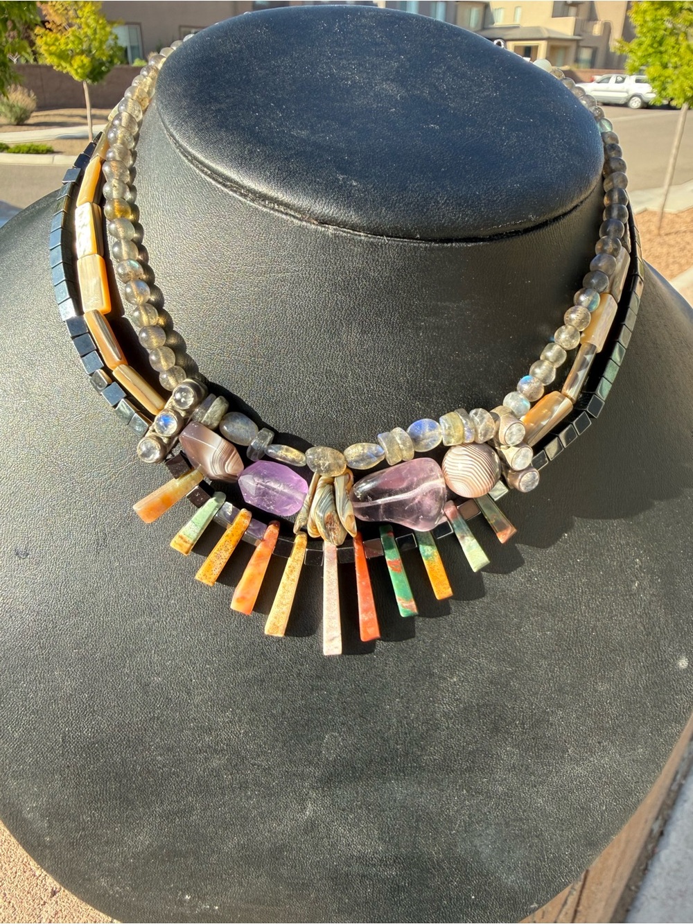 Gypsy Inc Multi-Stone Statement Necklace | 16” | Artisan Boho